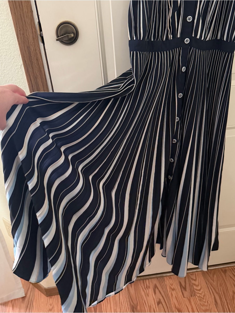 Anthropologie Blue Halter Pleated Midi
Dress Size Medium - Picture 5 of 9